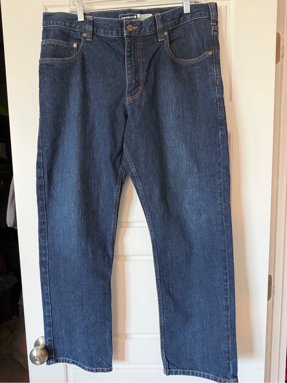Carhartt Men's Relaxed  Straight Leg Jeans in Dark Blue Denim